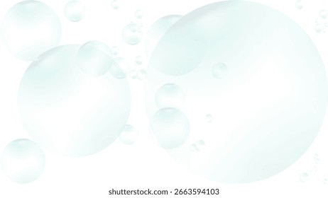 Transparent floating soap bubbles in white background ideal for clean PNG compositions, overlays, and playful design