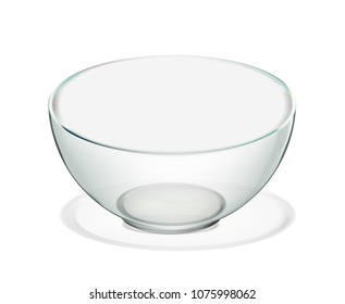 Transparent Glass Bowl Isolated. Realistic 3d Iilustration