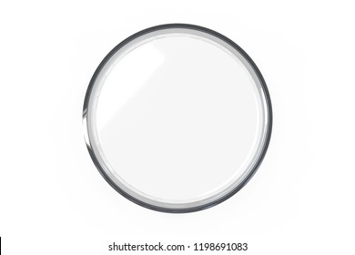 Transparent Glass Petri Dishes On White Background. Top View. 3D Rendering