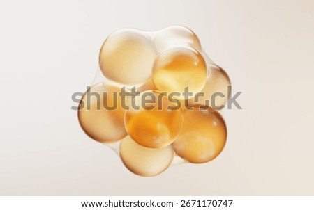 Transparent golden bubbles background, 3d rendering. 3D illustration.