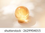 Transparent golden liquid bubbles background, 3d rendering. 3D illustration.