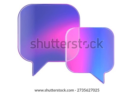 Transparent gradient chat bubbles icon, messaging and communication concept. 3D rendering isolated on white background
