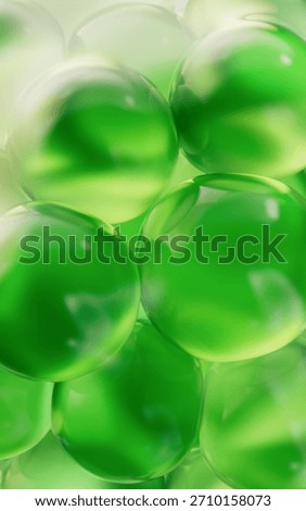 Transparent green bubbles background, 3d rendering. 3D illustration.