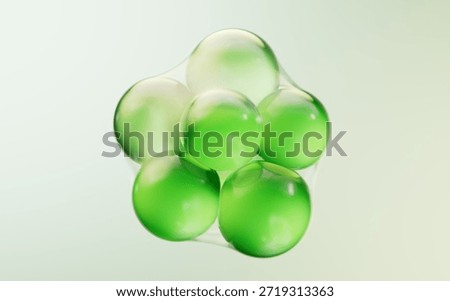 Transparent green bubbles background, 3d rendering. 3D illustration.