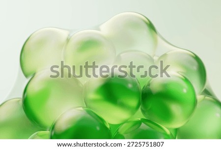 Transparent green bubbles background, 3d rendering. 3D illustration.