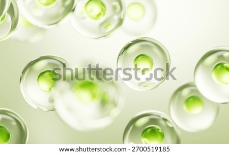 Transparent green cell bubbles background, 3d rendering. 3D illustration.