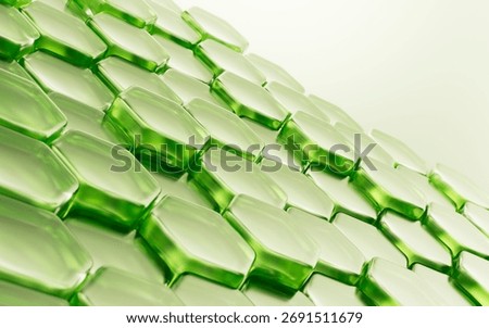 Transparent green hexagonal honeycomb structure background, 3d rendering. 3D illustration.