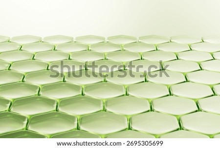 Transparent green hexagonal honeycomb structure background, 3d rendering. 3D illustration.