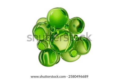 Transparent green liquid bubbles background, 3d rendering. 3D illustration.