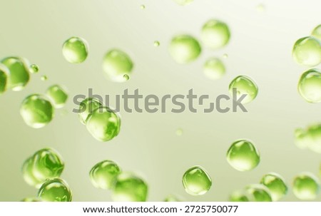 Transparent green liquid bubbles background, 3d rendering. 3D illustration.