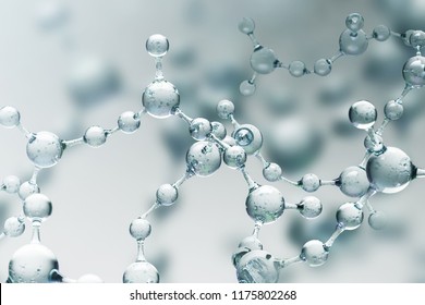 Transparent grey abstract molecule model over blurred gray molecule background. Concept of science, chemistry, medicine and microscopic research. 3d rendering copy space - Shutterstock ID 1175802268