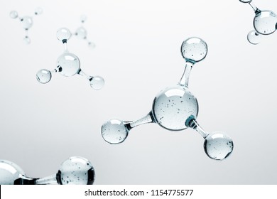 Transparent molecule atom grid over white background. Science, DNA, biotechnology concept. 3d rendering mock up