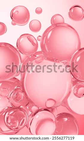 Transparent pink liquid bubbles background, 3d rendering. 3D illustration.