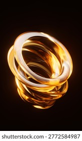 Transparent ring glass with vortex shape, 3d rendering. 3D illustration.