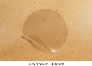 Transparent Round Sticker With Curled Peel Off Corner On Light Background. Advertising Concept. Mock Up, 3D Rendering 