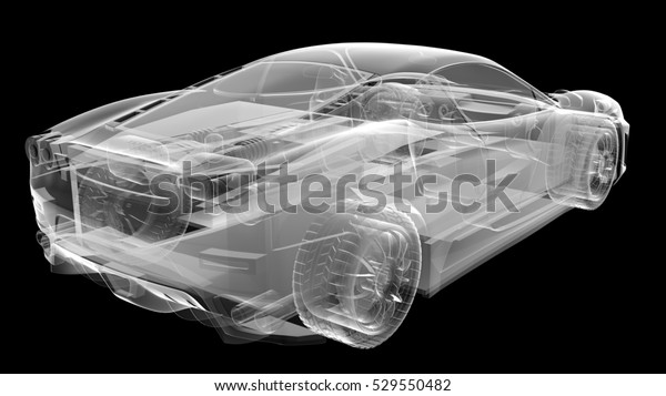 transparent sport car, 3D\
illustration
