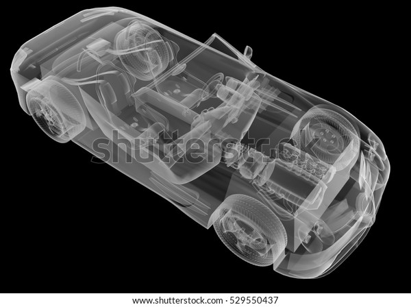 transparent sport car\
isolated, 3D\
illustration
