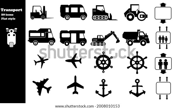 Transport (air, road, sea) icon\
set