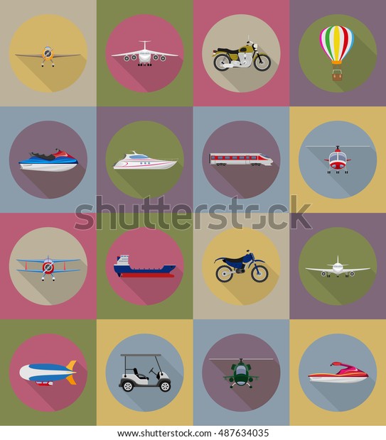 transport\
flat icons illustration isolated on\
background