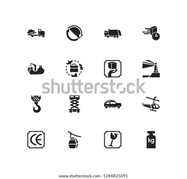 Transport icon set and suv with helicopter, cable\
car and scissor lift. Wrecker related transport icon  for web UI\
logo design.