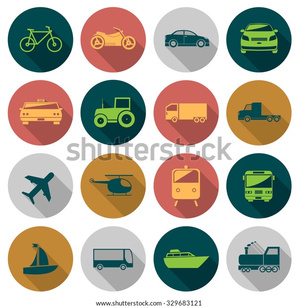 Transport related flat icons for design or\
application. Raster\
version