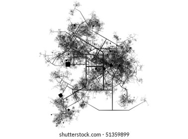 Transport System Map Blueprint City Stock Illustration 51359899