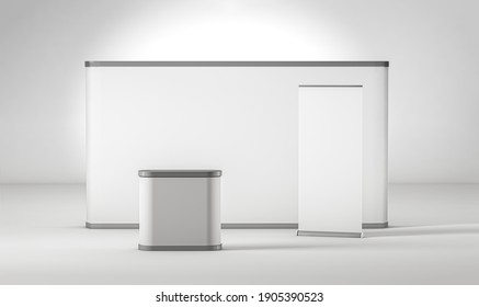 Transportable stand structure. Booth template. 3d rendering
