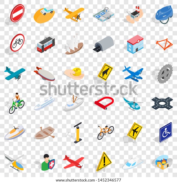 Transportation icons set. Isometric style of\
36 transportation icons for web for any\
design