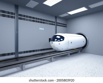 Transportation technology with 3d rendering high speed automation train in tunnel