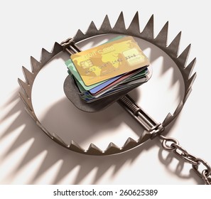 The Trap Of Credit Card With Their High Interest Rates. Clipping Path Included.