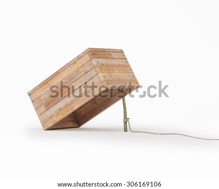 Trap made out of a box and a rope tide to a stick