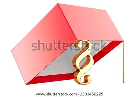 Trap with section, paragraph symbol. 3D rendering isolated on white background