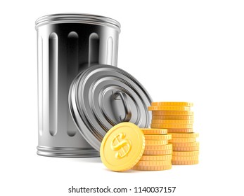 Trash Can Stack Coins Isolated On Stock Illustration 1140037157 ...
