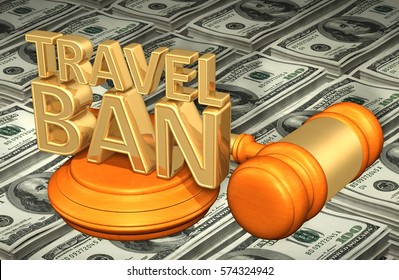 Travel Ban Law Legal Gavel Concept 3D Illustration