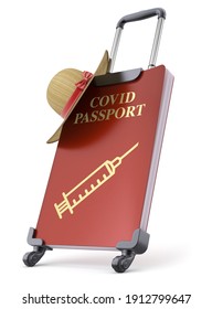 Travel concept with COVID immunity passport - 3D illustration