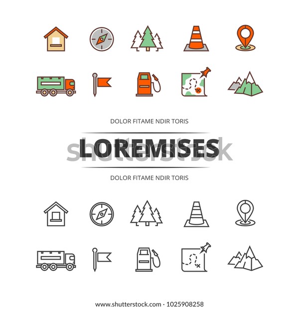 Travel, highway traffic, location outline
and colorful icons.
illustration