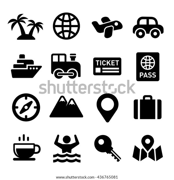 Travel Icons\
Set on White Background.\
Illustration