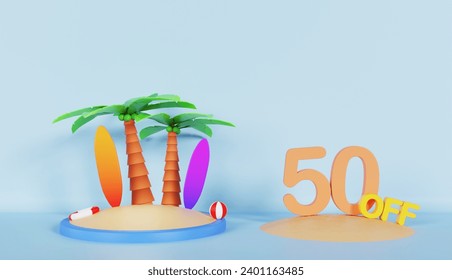 Travel Promo Discount 50 Percent Off on Pastel Color Background - Powered by Shutterstock