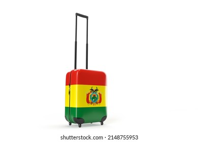 Travel Suitcase With The Flag Of Bolivia. Travel Concept. 3D Rendering