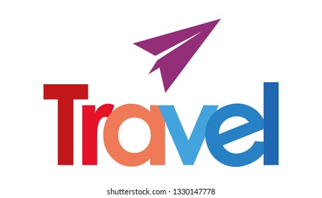 travel text and paper plane in white background - Powered by Shutterstock