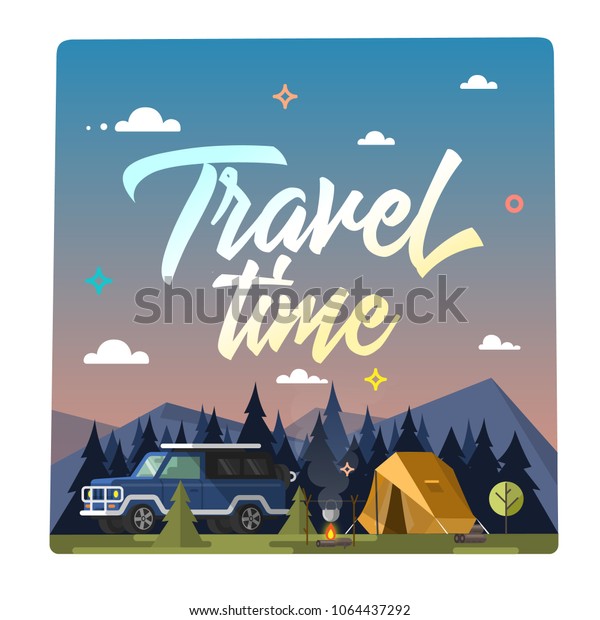 Travel time. Colorful
illustration.