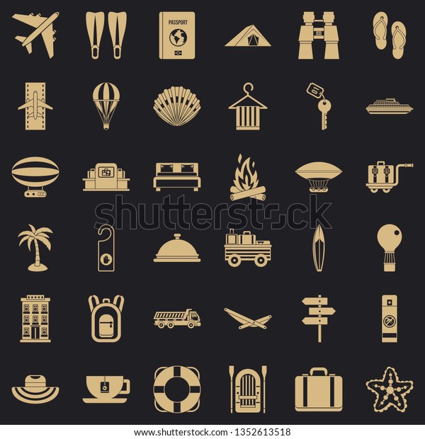 Travel time icons set. Simple style of 36\
travel time icons for web for any\
design