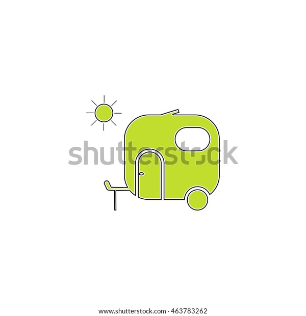 Travel trailer. Flat icon on white\
background. Simple\
illustration