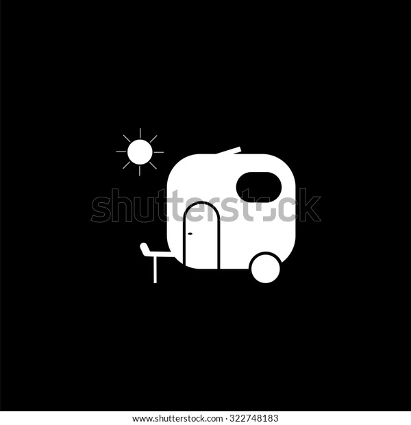 Travel trailer. Simple icon. Black and\
white. Flat\
illustration