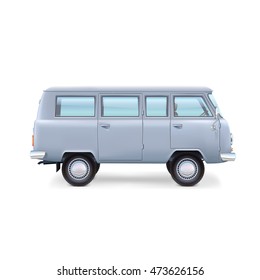 Travel Van Isolated On White Background. Retro Bus.