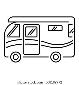 Traveling Camper Van Icon. Outline Illustration Of Camper Van  Icon For Web