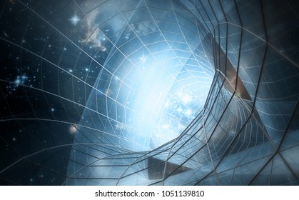 Traveling In Universe. Tunnel In Space.  Time Travel. Elements Of This Image Furnished By NASA. 3d Illustration