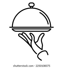 Tray of Food line icon. Covered plate outline illustration - Powered by Shutterstock