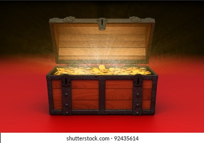 Treasure Chest. Gold Coins.