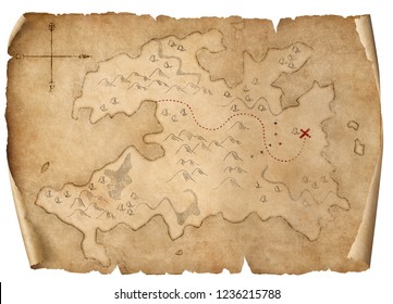 Treasure Medieval Map Isolated 3d Illustration